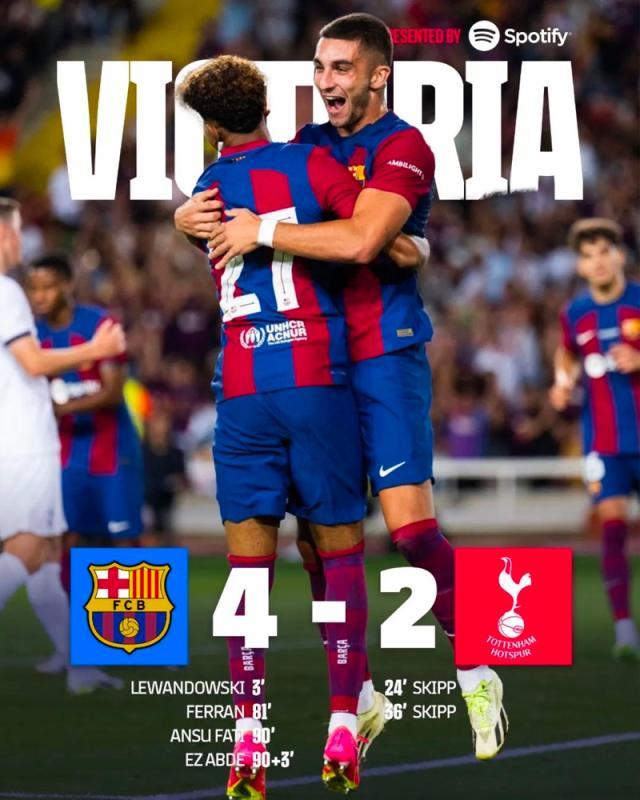 云开体育app下载-【甘伯杯】小将闪耀时刻，巴萨4-2热刺，主场夺冠！